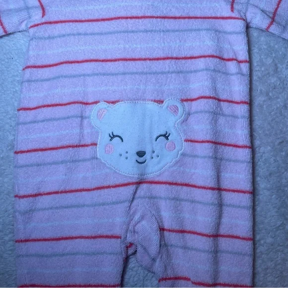Carter's Pink and Coral Striped Footed One-Piece - Picture 5 of 7
